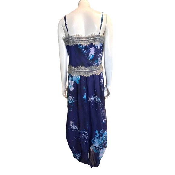 Twelfth Street by Cynthia Vincent Small Navy Floral Silk Maxi Dress Coastal Chic - Picture 5 of 16